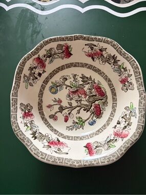 Johnson Brothers Cream Porcelain Bowl with Pink and Green Floral Motif
